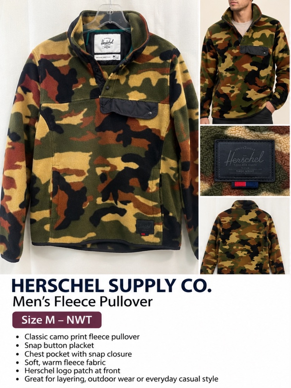 Hershel Men's Camo Fleece Pullover Sweater 
Size Medium